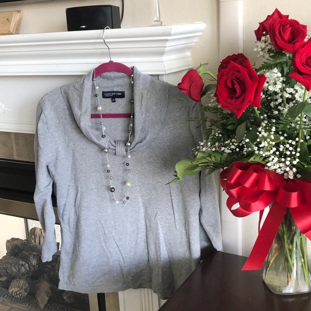EUC Jones New York, gray, 3/4 sleeve, XL, sweater